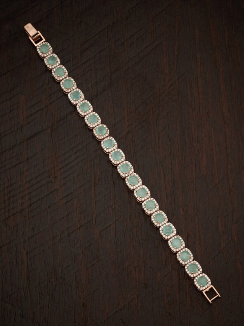 

Kushal's Fashion Jewellery Women Silver-Toned & Sea Green Wraparound Bracelet