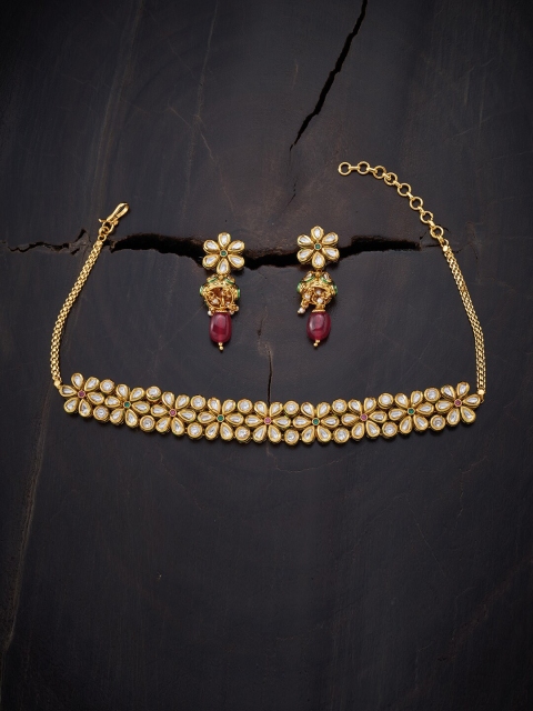 

Kushal's Fashion Jewellery Red & Gold-Toned Gold-Plated Vilandi Necklace
