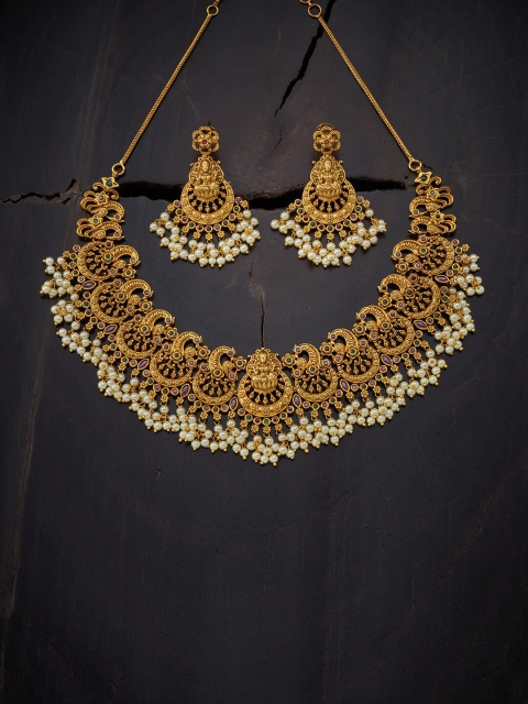 

Kushal's Fashion Jewellery Gold-Toned & Red Gold-Plated Antique Necklace