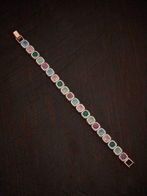 

Kushal's Fashion Jewellery Women Rose Gold & Green Cubic Zirconia Rose Gold-Plated Wraparound Bracelet