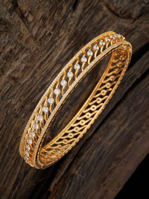 

Kushal's Fashion Jewellery Women Gold-Plated White Sparkling CZ Studded Bangle