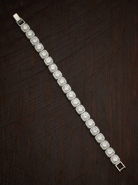 

Kushal's Fashion Jewellery Women Silver-Toned & White Cubic Zirconia Rhodium-Plated Wraparound Bracelet