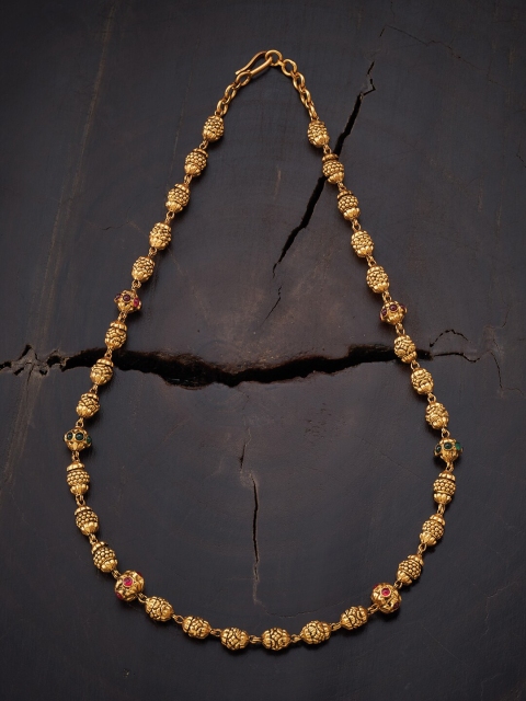

Kushal's Fashion Jewellery Gold-Toned & Red Sterling Silver Gold-Plated Temple Chain