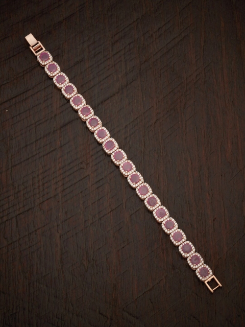 

Kushal's Fashion Jewellery Women Rose Gold & Red Cubic Zirconia Rose Gold-Plated Wraparound Bracelet