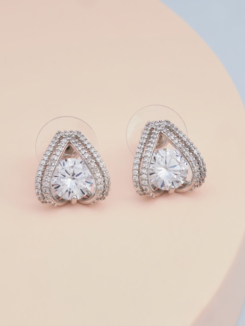 

Kushal's Fashion Jewellery White Teardrop Shaped Studs Earrings