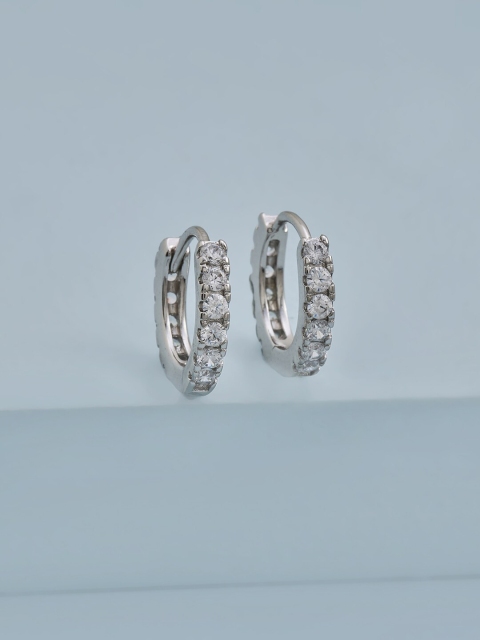

Kushal's Fashion Jewellery White Circular Hoop Earrings