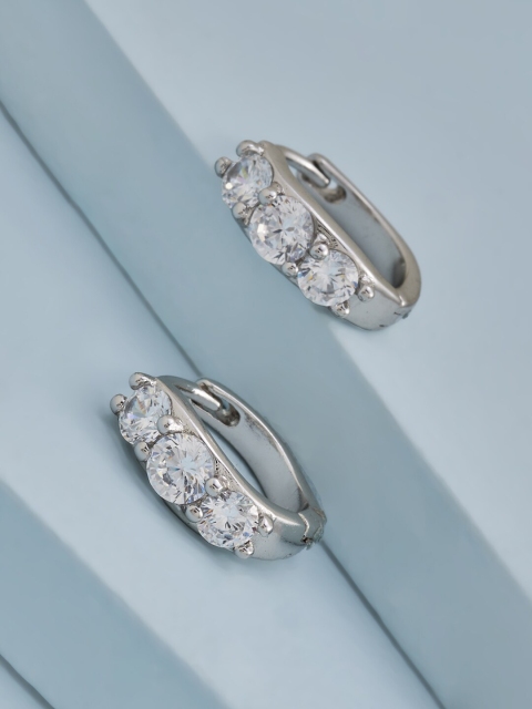 

Kushal's Fashion Jewellery White Cubic Zirconia Circular Hoop Earrings