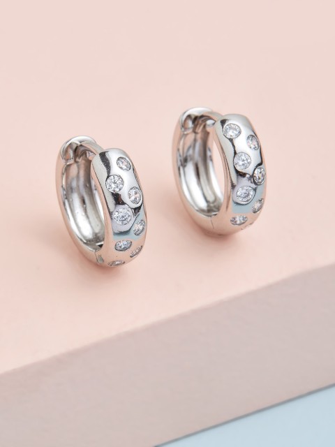 

Kushal's Fashion Jewellery White Circular Hoop Earrings