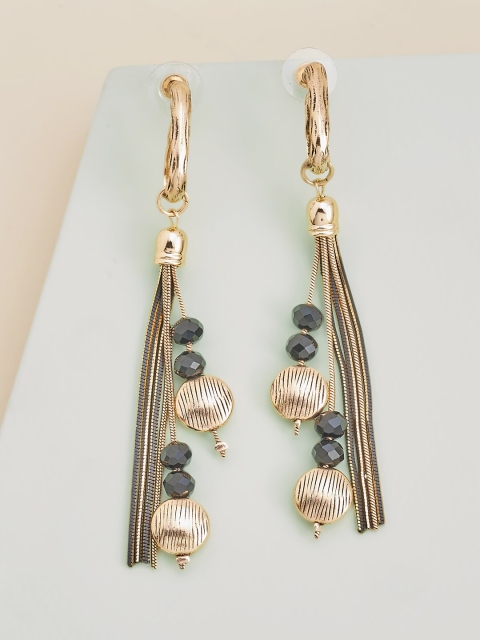 

Kushal's Fashion Jewellery Black Quirky Rose Gold-Plated Drop Earrings