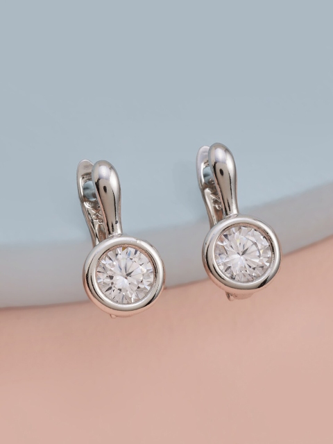 

Kushal's Fashion Jewellery White & Rhodium Plated Circular Drop Earrings