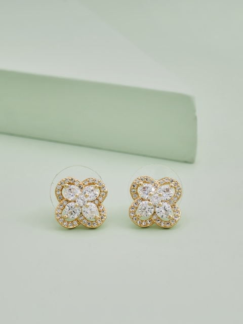 

Kushal's Fashion Jewellery Gold-Toned Floral Studs Earrings