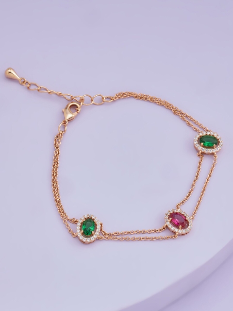 

Kushal's Fashion Jewellery Women Red & Green Rose Gold-Plated Wraparound Bracelet