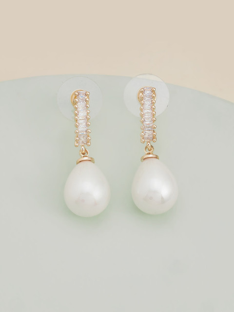 

Kushal's Fashion Jewellery White Contemporary Studs Earrings