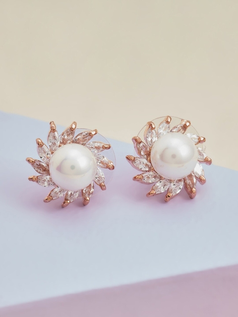 

Kushal's Fashion Jewellery White Floral Studs Earrings