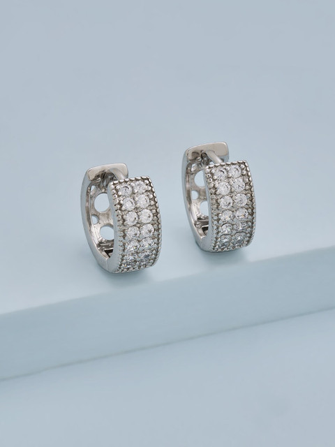 

Kushal's Fashion Jewellery White Circular Hoop Earrings