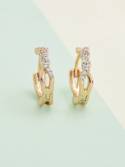 

Kushal's Fashion Jewellery Gold-Plated White Circular Hoop Earrings