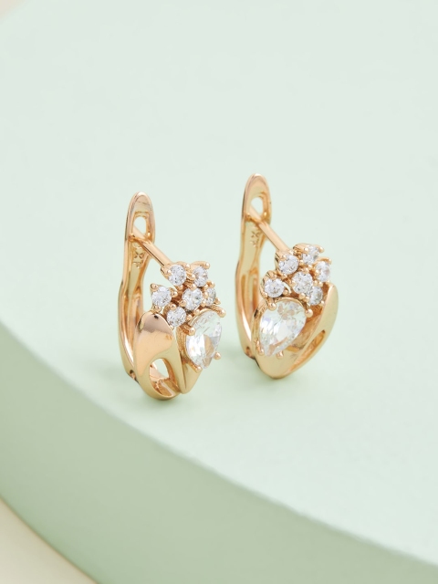 

Kushal's Fashion Jewellery White & Gold-Plated Floral Hoop Earrings