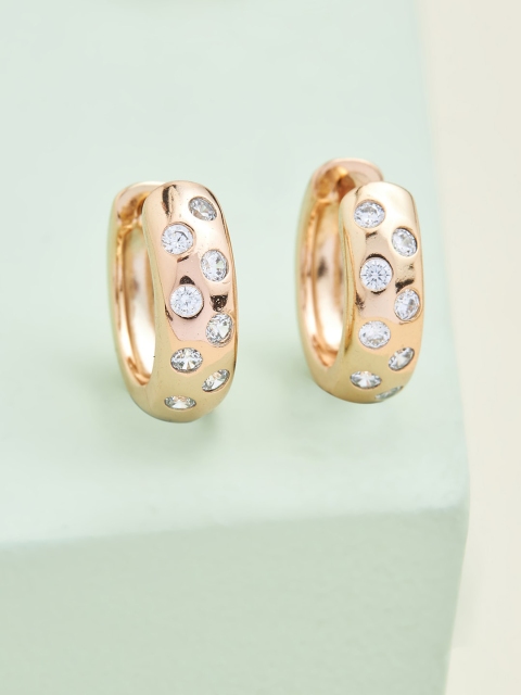 

Kushal's Fashion Jewellery White Circular Half Hoop Earrings