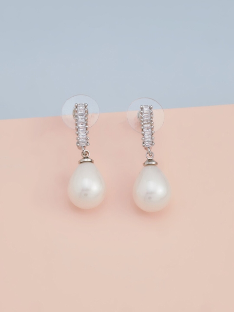 

Kushal's Fashion Jewellery White Contemporary Drop Earrings