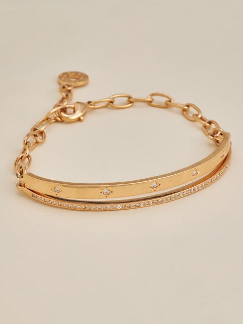 

Kushal's Fashion Jewellery Women Rose Gold Cubic Zirconia Rose Gold-Plated Wraparound Bracelet