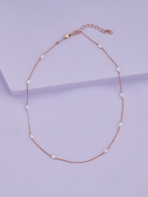 

Kushal's Fashion Jewellery Rose Gold & White Cubic Zirconia Chain