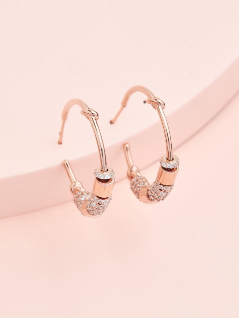 

Kushal's Fashion Jewellery Rose Gold Circular Half Hoop Earrings