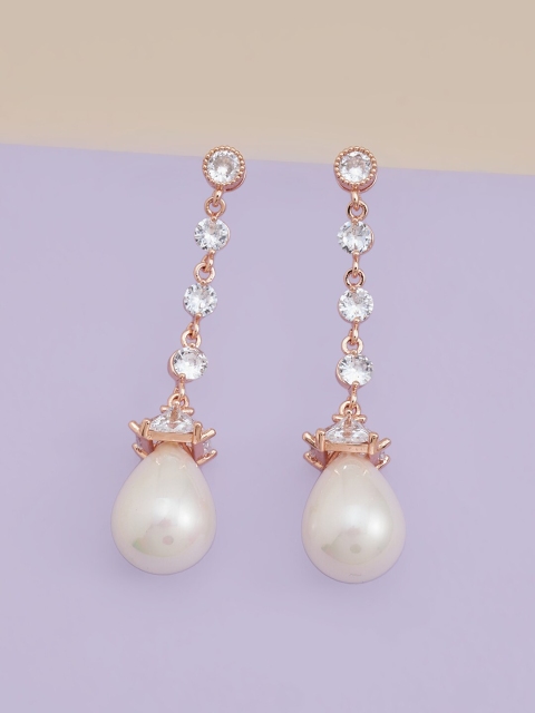 

Kushal's Fashion Jewellery White Contemporary Drop Earrings
