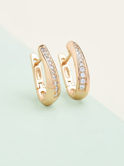 

Kushal's Fashion Jewellery White Circular Gold-Plated Hoop Earrings