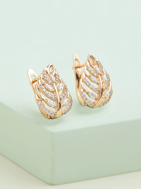 

Kushal's Fashion Jewellery White Leaf Shaped Studs Earrings