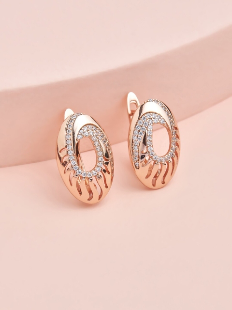 

Kushal's Fashion Jewellery White & Rose Gold Plated Oval Studs