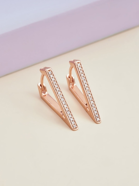 

Kushal's Fashion Jewellery Rose Gold-Plated White Triangular Studs