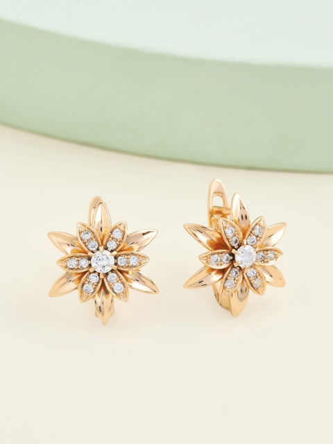 

Kushal's Fashion Jewellery Gold-Plated White Floral Studs