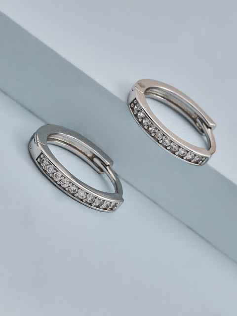 

Kushal's Fashion Jewellery White Circular Hoop Earrings