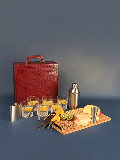 

MensXP Red Textured Stainless Steel Bar Tool Set