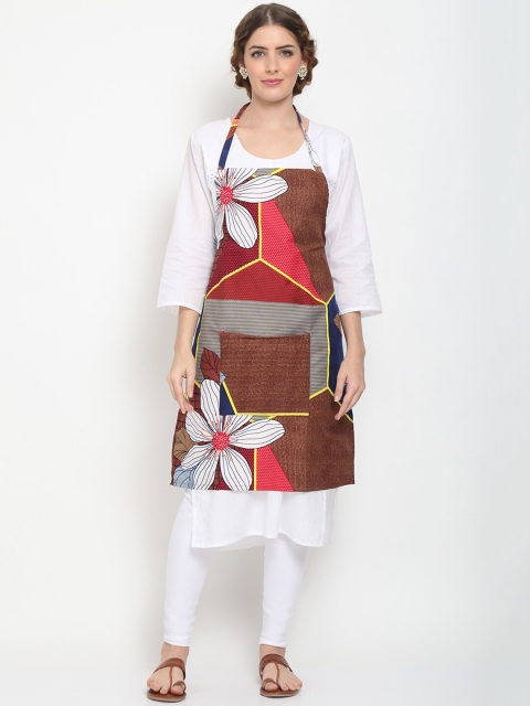 

GRACIT Brown Floral Printed Aprons With Napkin
