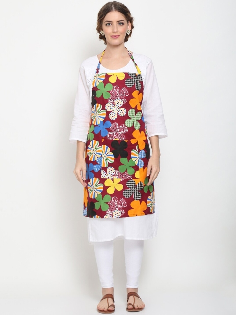 

GRACIT Maroon & Yellow Printed Apron With Napkin