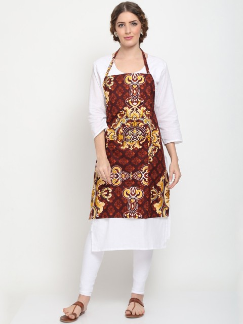 

GRACIT Brown & Yellow Printed Apron With Napkin