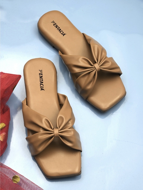 

Fentacia Women Brown Mules with Bows Flats