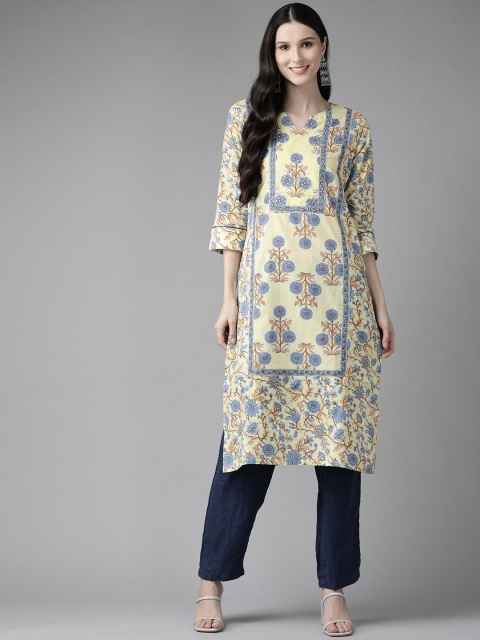 

Rain & Rainbow Women Green & Blue Ethnic Motifs Printed Kurta