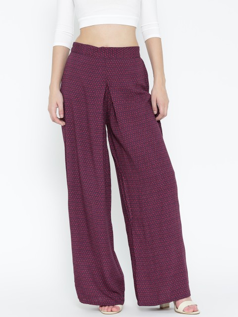 

Noi Women Purple & Pink Printed Wide Leg Palazzos