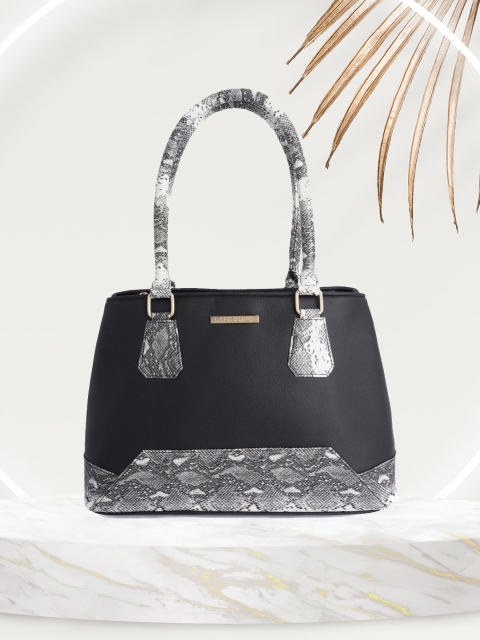 

Lapis O Lupo Black Animal Printed Structured Handheld Bag