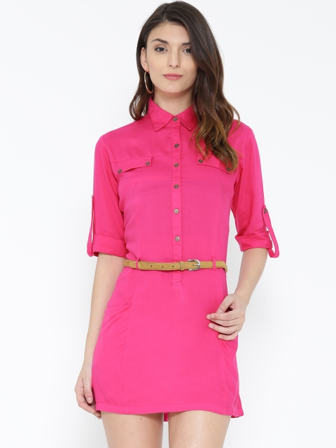 

Noi Women Pink Solid Shirt Dress