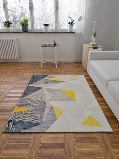 

URBAN DREAM Grey & Yellow Printed Rectangular Carpet