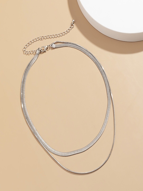 

AQUASTREET Silver-Toned Silver-Plated Layered Necklace
