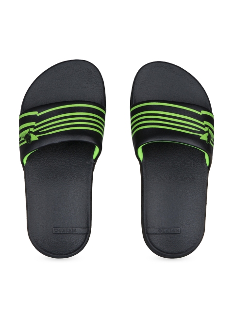 

OLAIAN By Decathlon Boys Black & Green Printed Rubber Sliders