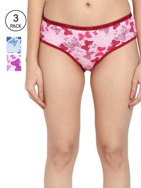 

Fleurt Women Pack Of 3 Assorted Pure Cotton Hipster Briefs