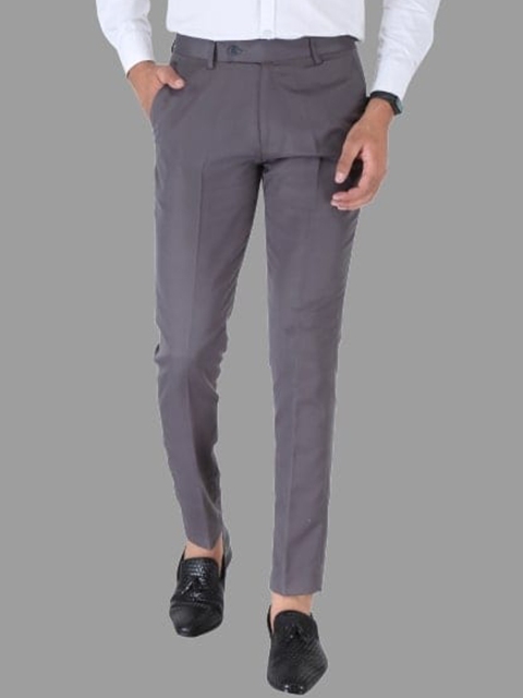 

Srey trends Men Grey Smart Slim Fit High-Rise Trousers