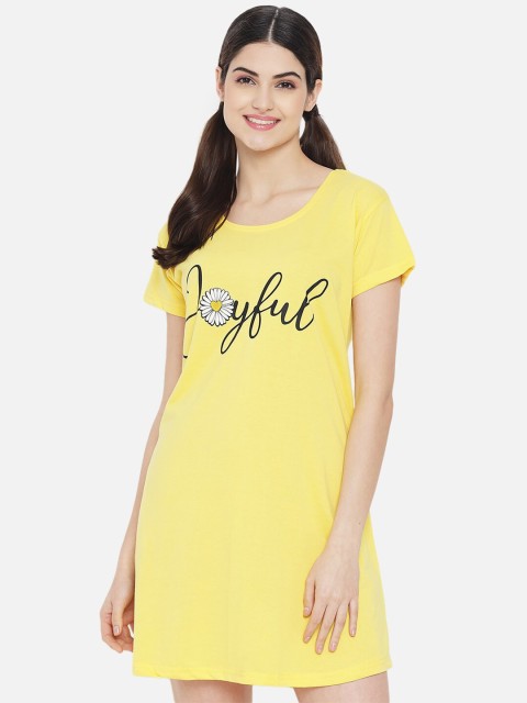 

FFLIRTYGO Yellow Printed Nightdress