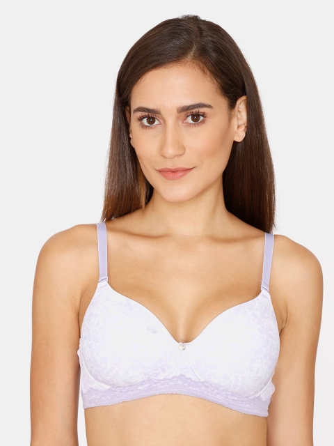 

Zivame Purple & White Floral Bra Lightly Padded