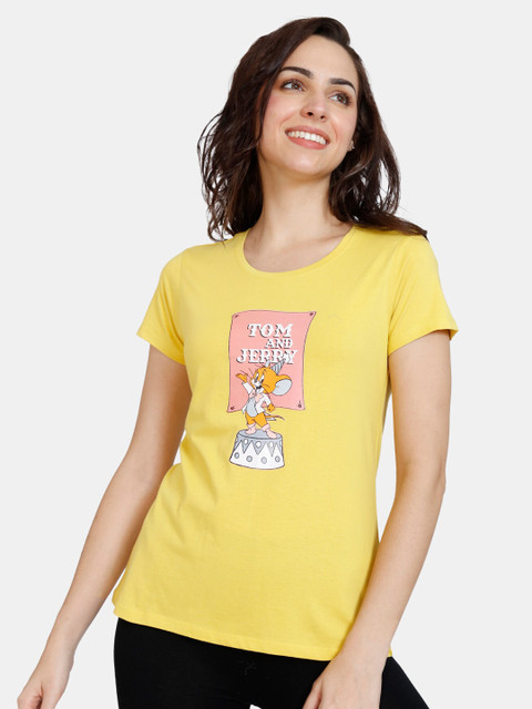 

Zivame Yellow Tom & Jerry Printed T-Shirt
